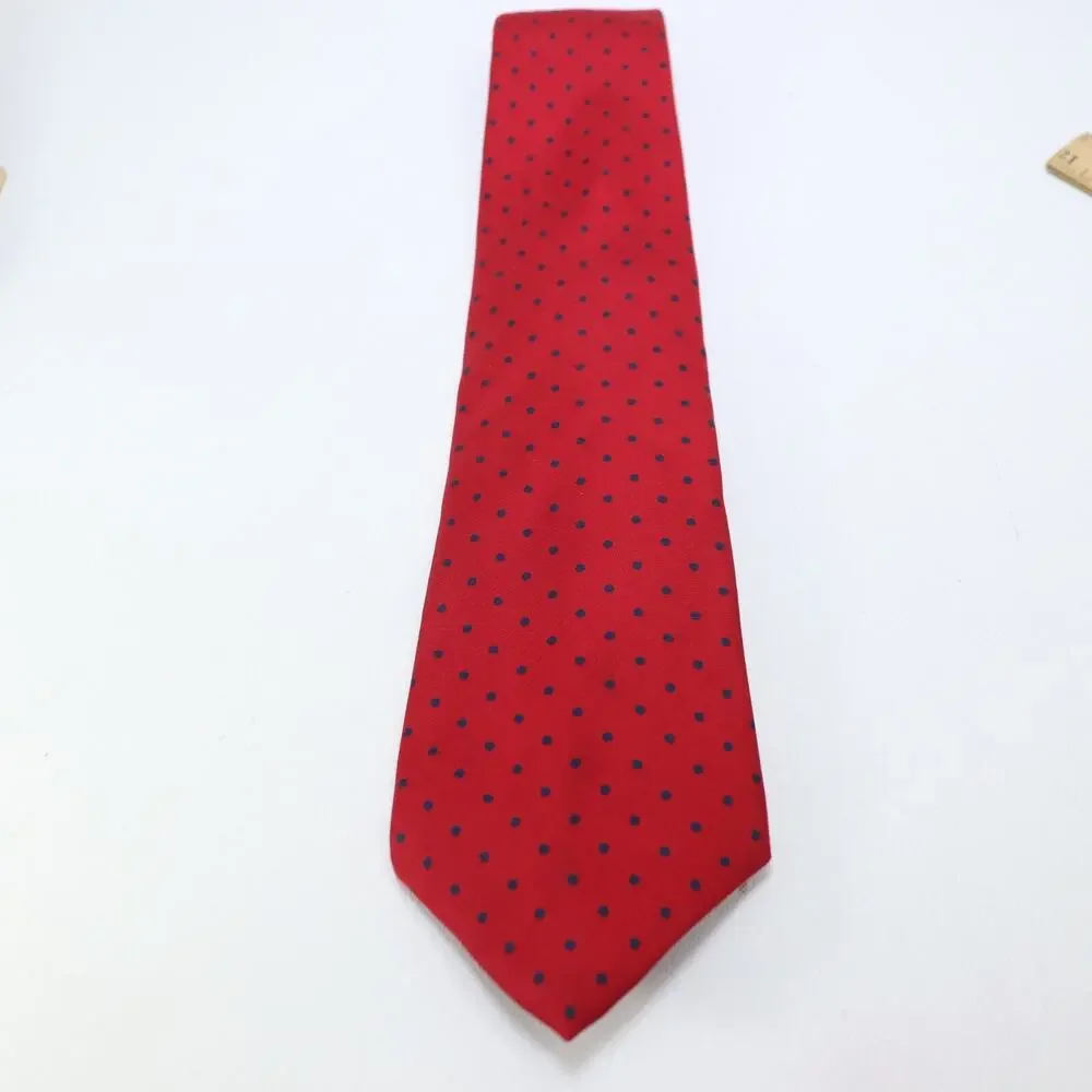 Vtg Bert Pulitzer Power Neck Tie Mens 58 in Silk Red Blue Micro Polka Dot Wide